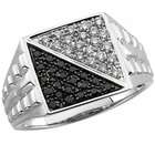 Jewelrydays Mens Black and White Diamond Fashion Ring