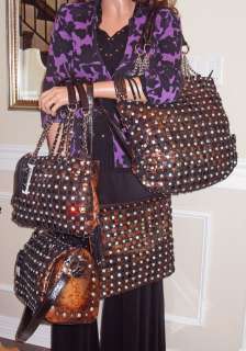 New Large GGing Genuine Leather, Crystal Studded Crossbody Bag 