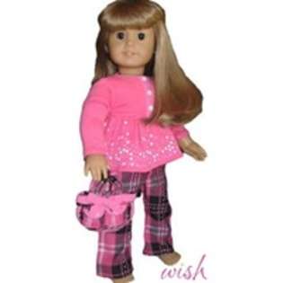Doll Clothes Fits American Girl Doll Pink Plaid Outfit   18 Inch Doll 