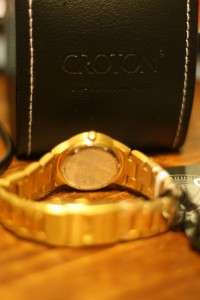 Croton CN207036 Ladies DIAMOND Gold STEEL BLACK Watch  