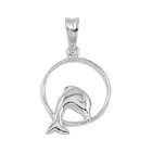 VistaBella Sterling Silver Dolphin Circle Hoop Pendant Necklace