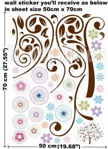 LARGE FLOWER TREE Removable Wall sticker for Kids, Nursery & home 