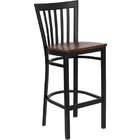   CHYW GG Black School House Back Metal Bar Stool with Cherry Wood Seat