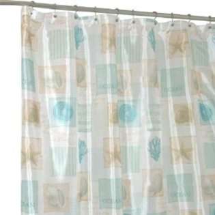 Famous Home Fashions Seaside White/Blue Shower Curtain 