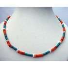   Genuine Turquoise Red Coral Ring Bead Necklace Handmade Custom Jewelry