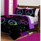   Purple Black Pink Peace Comforter Sheet Bed In A Bag Girls Kids Teens