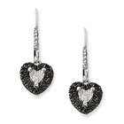 Jewelry Adviser earrings Sterling Silver Black and White Diamond Heart 