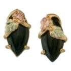 Black Hills Gold Tricolor 10K Marquise Onyx Earrings