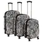   Montego Bay ABS Hardcase 3 Piece 4 Wheels Luggage Set   Color Zebra
