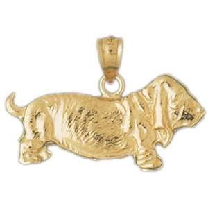   14K Gold Pendant Basset Hound Dog 2.6   Gram(s) CleverEve Jewelry
