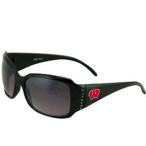Wisconsin Badgers Ladies Black Rhinestone Oversized Fashion Sunglasses 