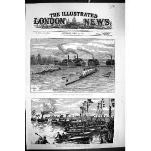   Boat Race Oxford Cambridge Press Antique Print