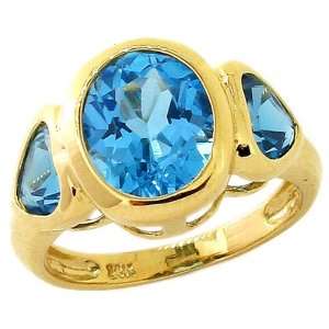   and Heart Three Stone Ring Swiss Blue Topaz, size7.5 diViene Jewelry
