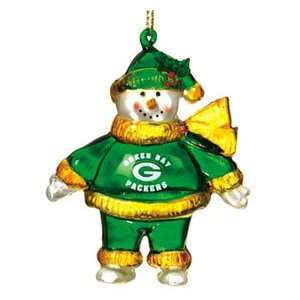  Green Bay Packers 2 3/4 Crystal Snowman Ornament