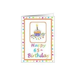  65 Years Old Lit Candle Cupcake Birthday Party Invitation 