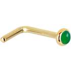 Body Candy Solid 14KT Yellow Gold 2mm Jade L Shaped Nose Ring   18 