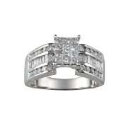   Composite, Round & Baguette Diamond Bridal Ring in 14k WG 