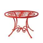 CBK Garden Accent End Table Grill Center Glass Top in Red Finish