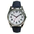  Watch with Round Silvertone Case, White Dial and Blue Denim Fabric 