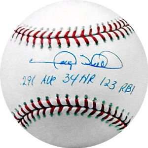   Baseball with .291 34 HR 123 RBI Inscriptions