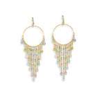 VistaBella Multi Color Stone Chandelier Gold Tone Round Earrings