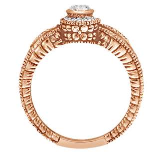 Venetian Style Diamond Bezel Ring 14K Rose Gold (0.40 ct)  Allurez 