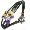 Bali Style Beads Wrap Rope Leather Toggle Bracelet   FB  