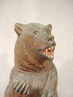 Antique black forest wood carved bear statue # 07411  