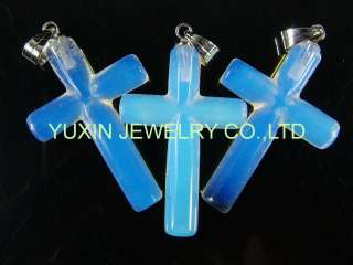18KGP Man made opal cross shape pendant amulet YNA22  