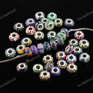 100X Wholesale Mixed Color Polymer Clay European Spacer Loose Beads 