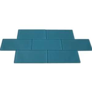   Turquoise Polished 3X6 Glass Tiles 1 Piece Sample