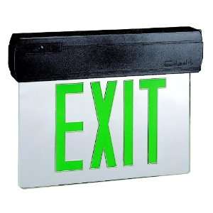   Double Face Edge Lit Surface Mount Exit Sign, Black with Green Letters