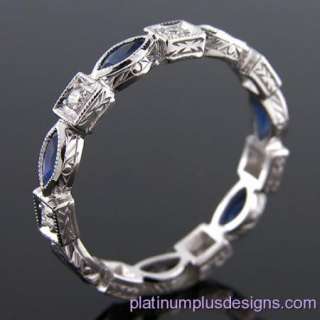 MARQUISE SAPPHIRE AND DIAMOND 18K GOLD ETERNITY BAND  