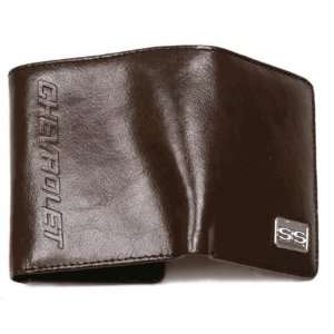 Chevy Ss Brown Leather Trifold Wallet By Motorhead Products Mh1579