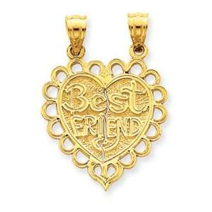   Best Friend 2 Piece Break Apart Heart Charm   JewelryWeb Jewelry