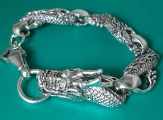 Mens Thai Silver Plated Dragon Head Chain 1mm Bracelet  