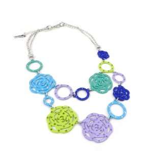    Necklace french touch Camélia blue purple green. Jewelry