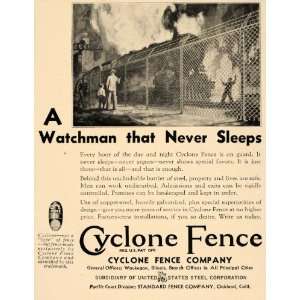 1932 Ad Clyclone Fence Steel Outdoors Installation Yard   Original 