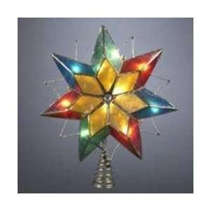   Lighted Multi Color Capiz Star with Rhinestones Christmas Tree Topper