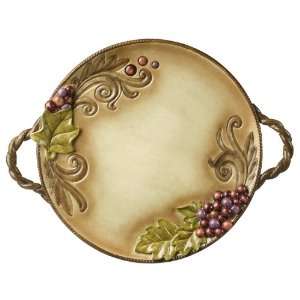 Grasslands Road Vineyard Handled Hostess Tray with Stand, 17 Inch by 