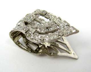   French Art Deco 2.50ct Old Cut Diamond Filigree Platinum Clip Brooch