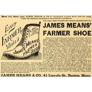 1890 Ad James Means Farmer Shoes Boots Boston 