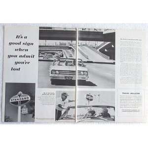  1965 Standard Oil Good Sign When Lost 2 Page Print Ad 
