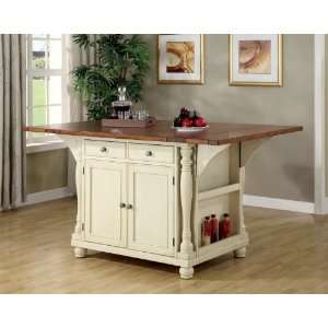  The Simple Stores Two Tone Kitchen Island with Leaves 