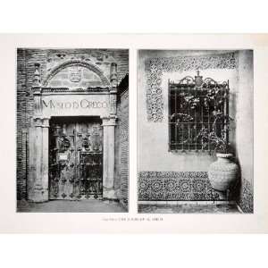   Spanish Architecture Door   Original Halftone Print