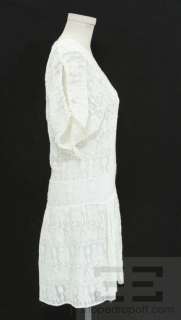 Isabel Marant White Cotton Animal Embroidery Short Sleeve Dress Size 2 