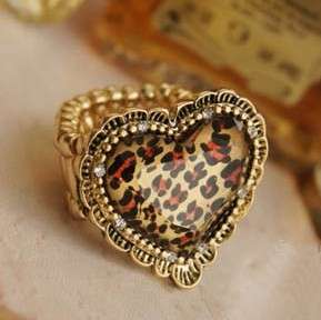   Cool leopard Heart Design Flexible Ring 4 Girl // Free Ship  