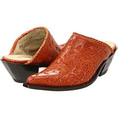 Stetson Tooled Floral Mule with Red Inlay Stack Heel SKU #8014365