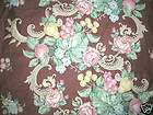vintage 30s barkcloth era fabric drape fruit flowers returns not
