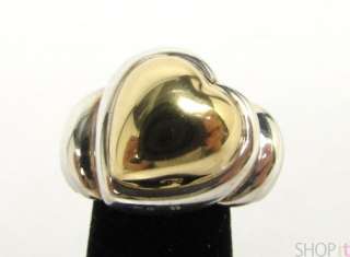 Garzi Sterling Silver 925 18k Gold Heart Ring Italy 6 g  